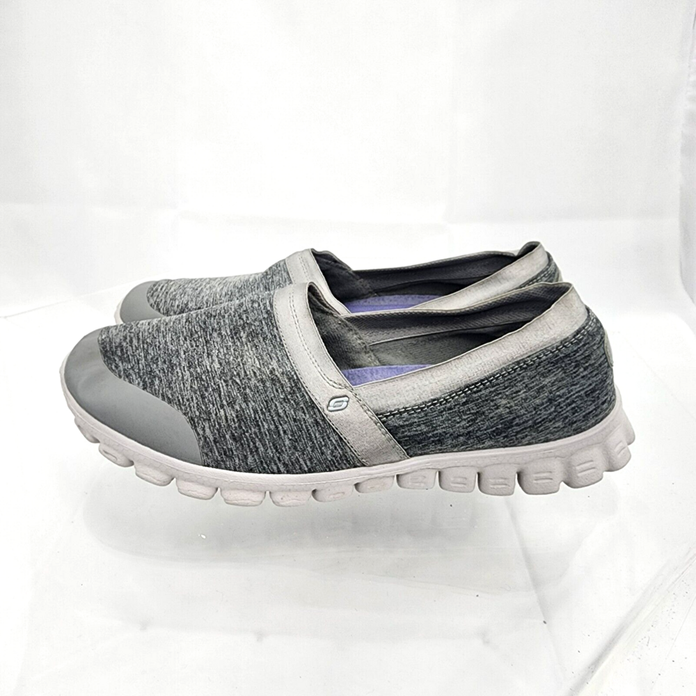 Skechers EZ Flex Take It Easy Women 7.5 Grey Fabric Slip On Flats/Sneakers Memor